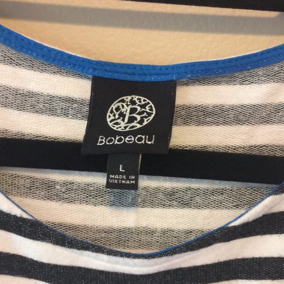 Bobeau 3/4 Slv, Black & White Stripe Crew - Picture 2 of 10